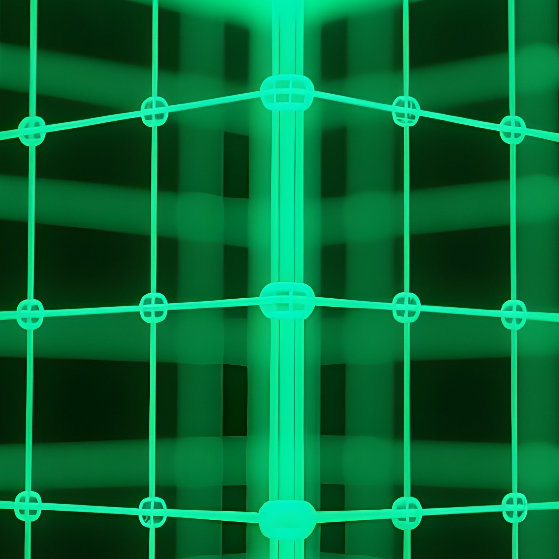 A Wireframe 3D Grid Glowing In Green On A Black Background, Representing  Cyberspace.  - Full Resolution Quality Preview
