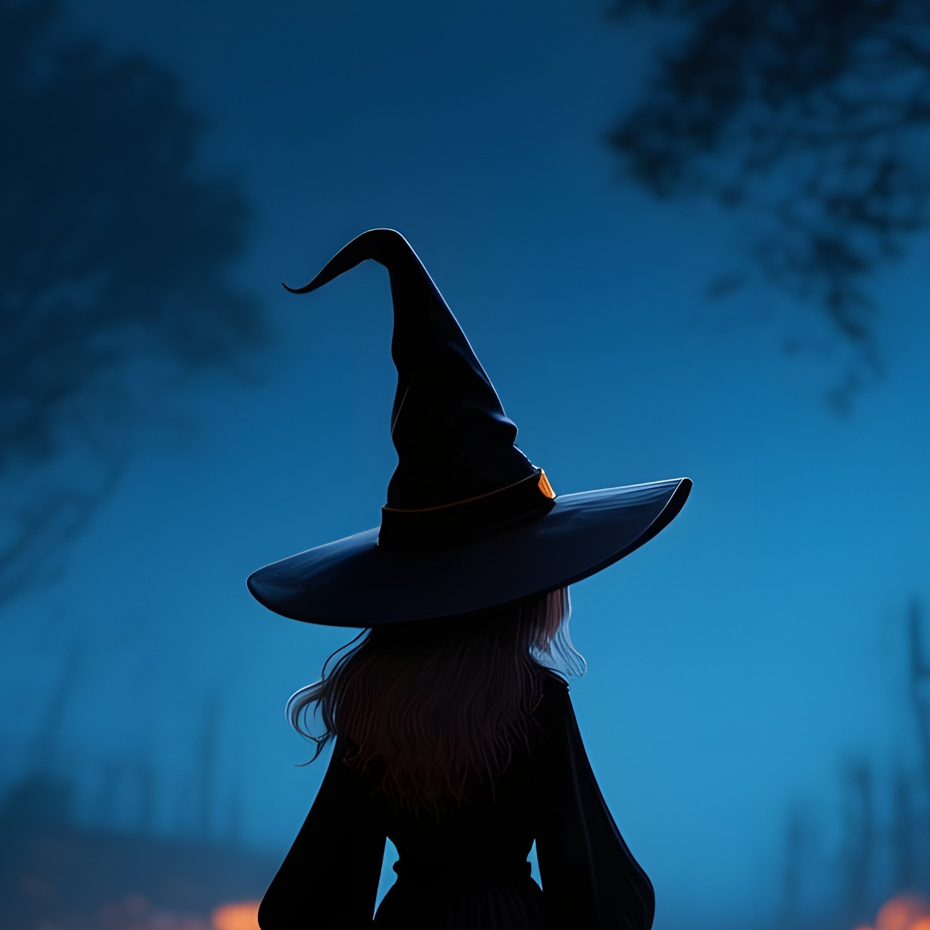 A Witch And A Cat Walking Down A Path Halloween Witch - Full Resolution Quality Preview