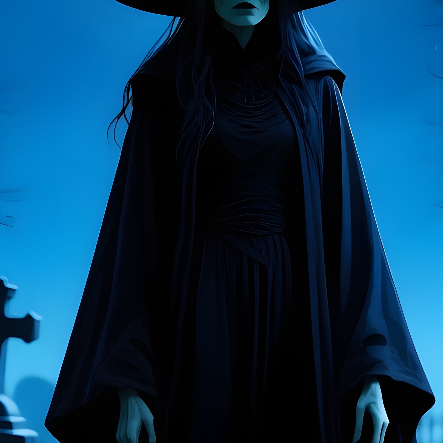 A Witch Figure In A Graveyard Setting Halloween Witch - Full Resolution Quality Preview