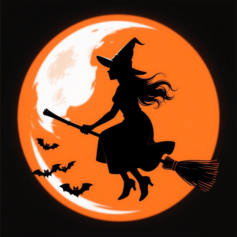 A Witch Flying On A Broomstick Halloween Witch