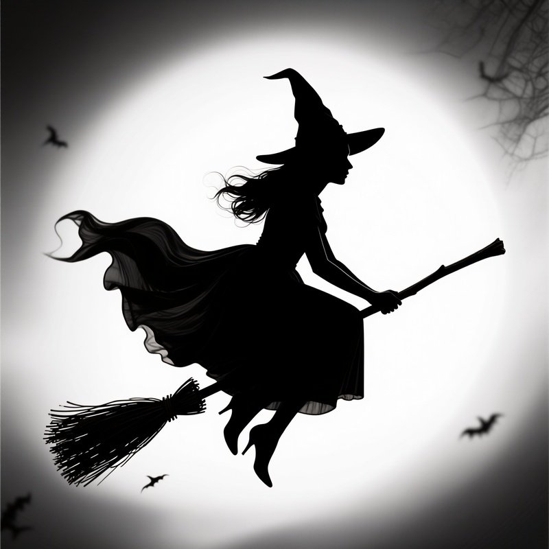 A Witch Flying On A Broomstick Witch Broomstick