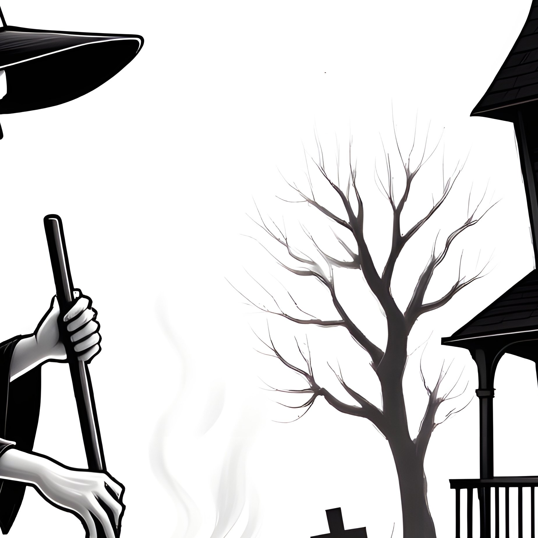 A Witch Preparing A Potion In Front Of A Haunted House Halloween - Full Resolution Quality Preview