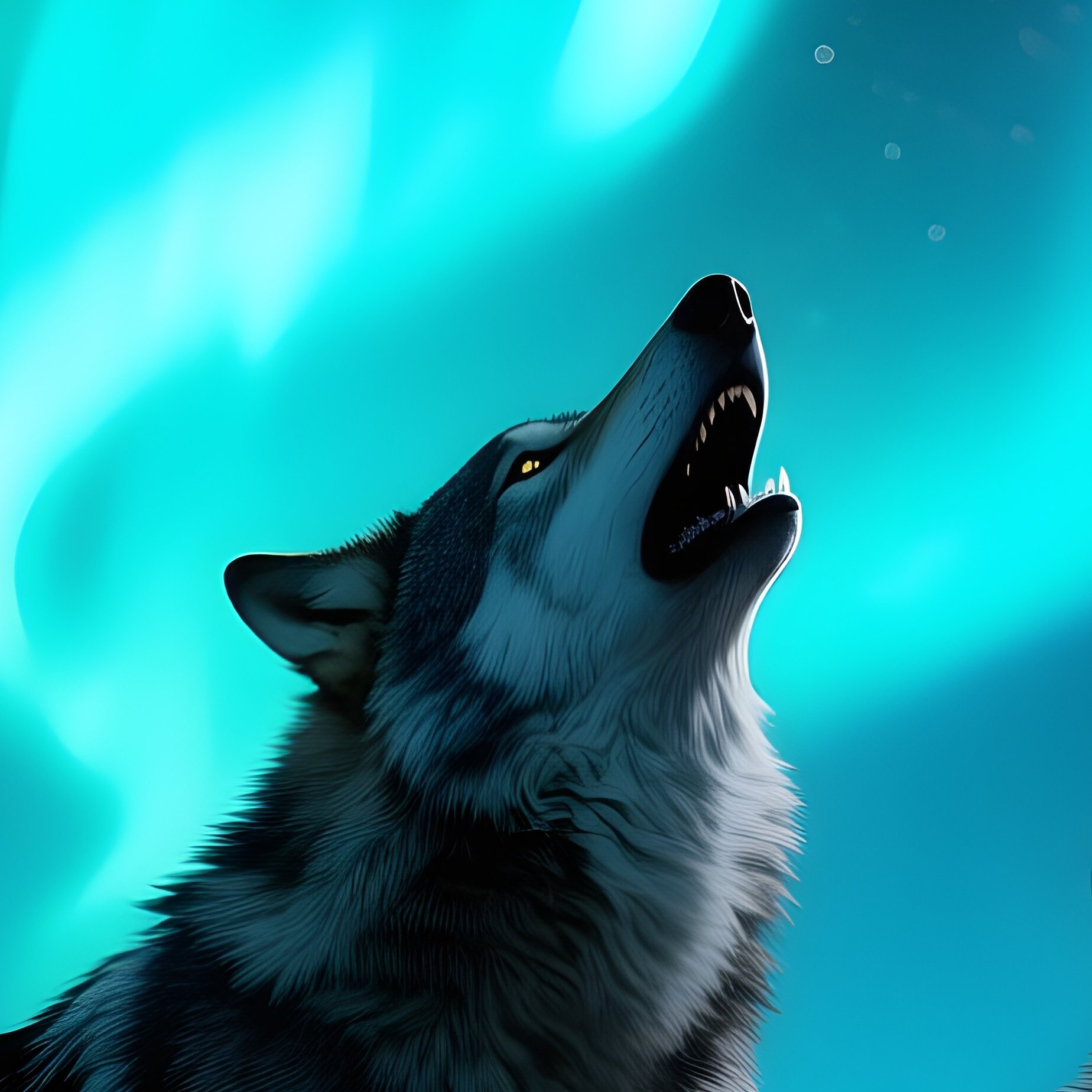 A Wolf Pack Howling Under Shimmering Northern Lights. - Full Resolution Quality Preview