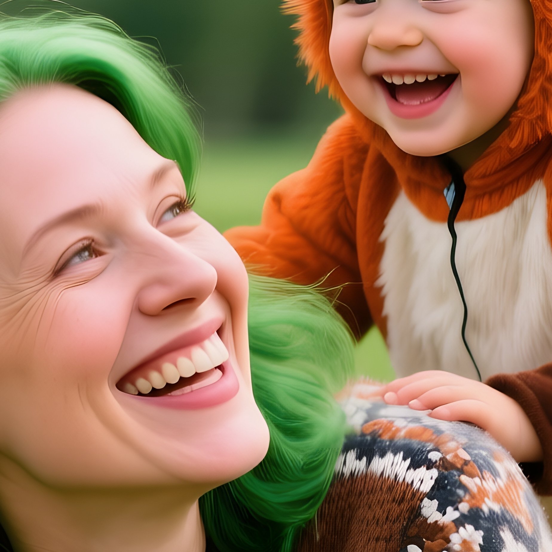 A Woman And A Child In Costumes Outdoors Outdoor Costume - Full Resolution Quality Preview