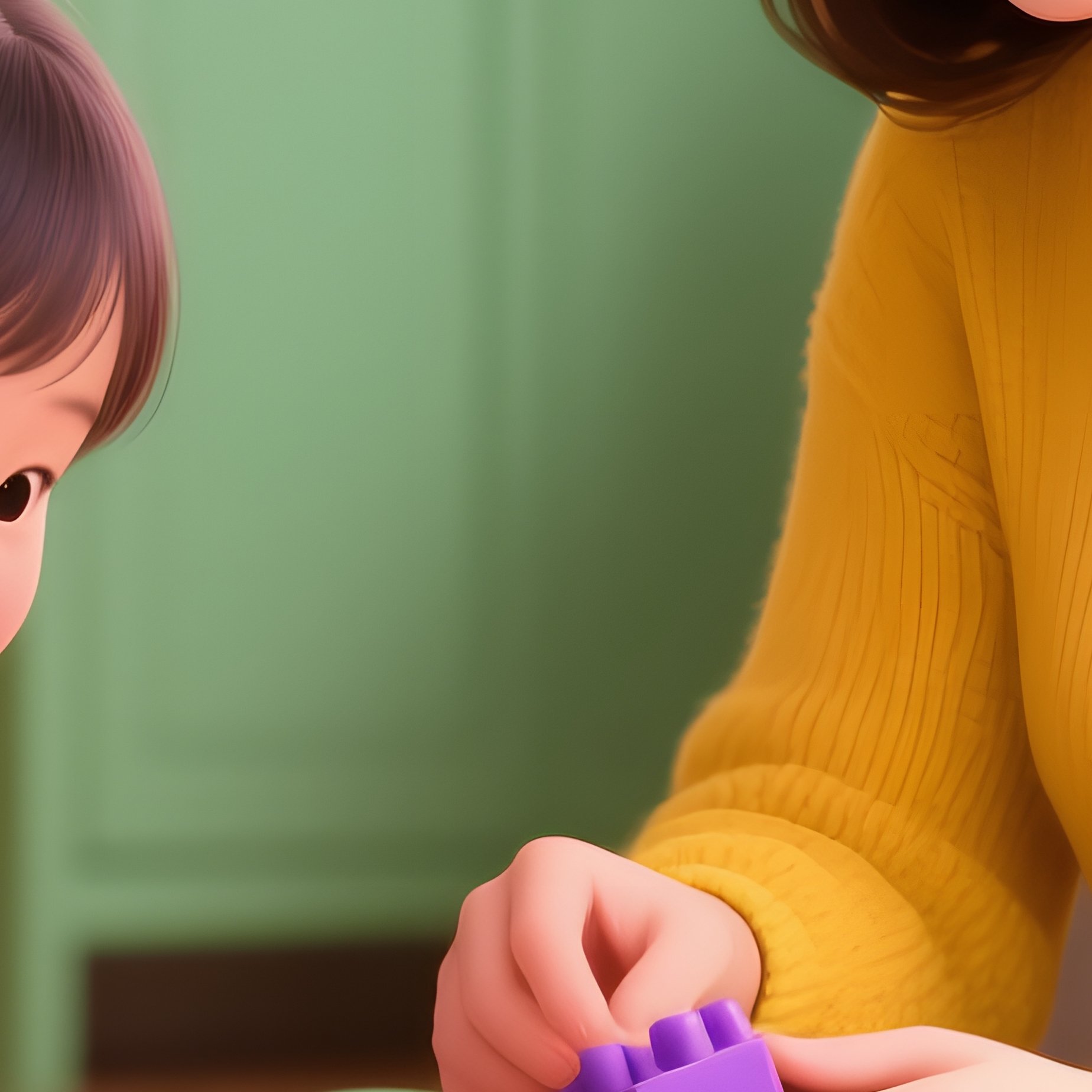 A Woman And A Child Playing With Blocks Family Playtime - Full Resolution Quality Preview
