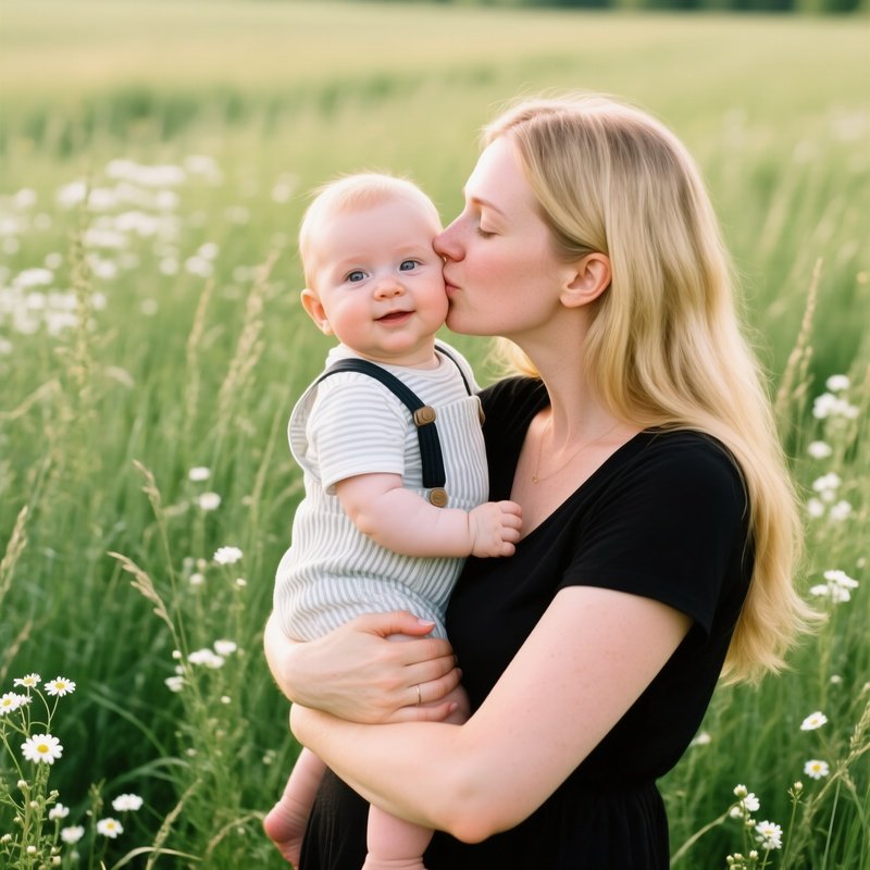 A Woman Holding A Baby In An Outdoor Setting Motherhood Affection