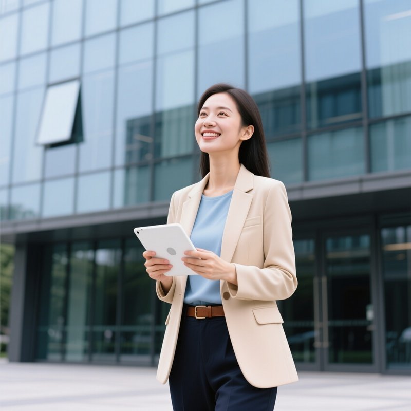A Woman Holding A Tablet Professional Outdoor