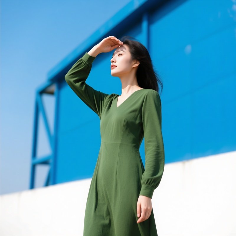 A Woman In A Green Dress Woman Outdoor