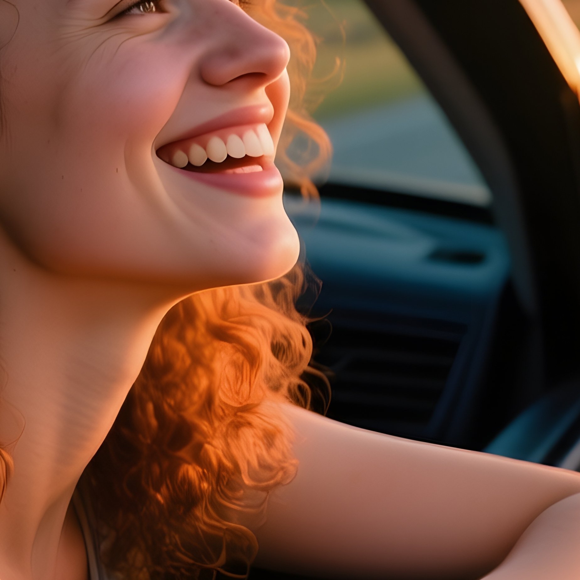 A Woman Leaning Out Of A Car Window Woman Car - Full Resolution Quality Preview