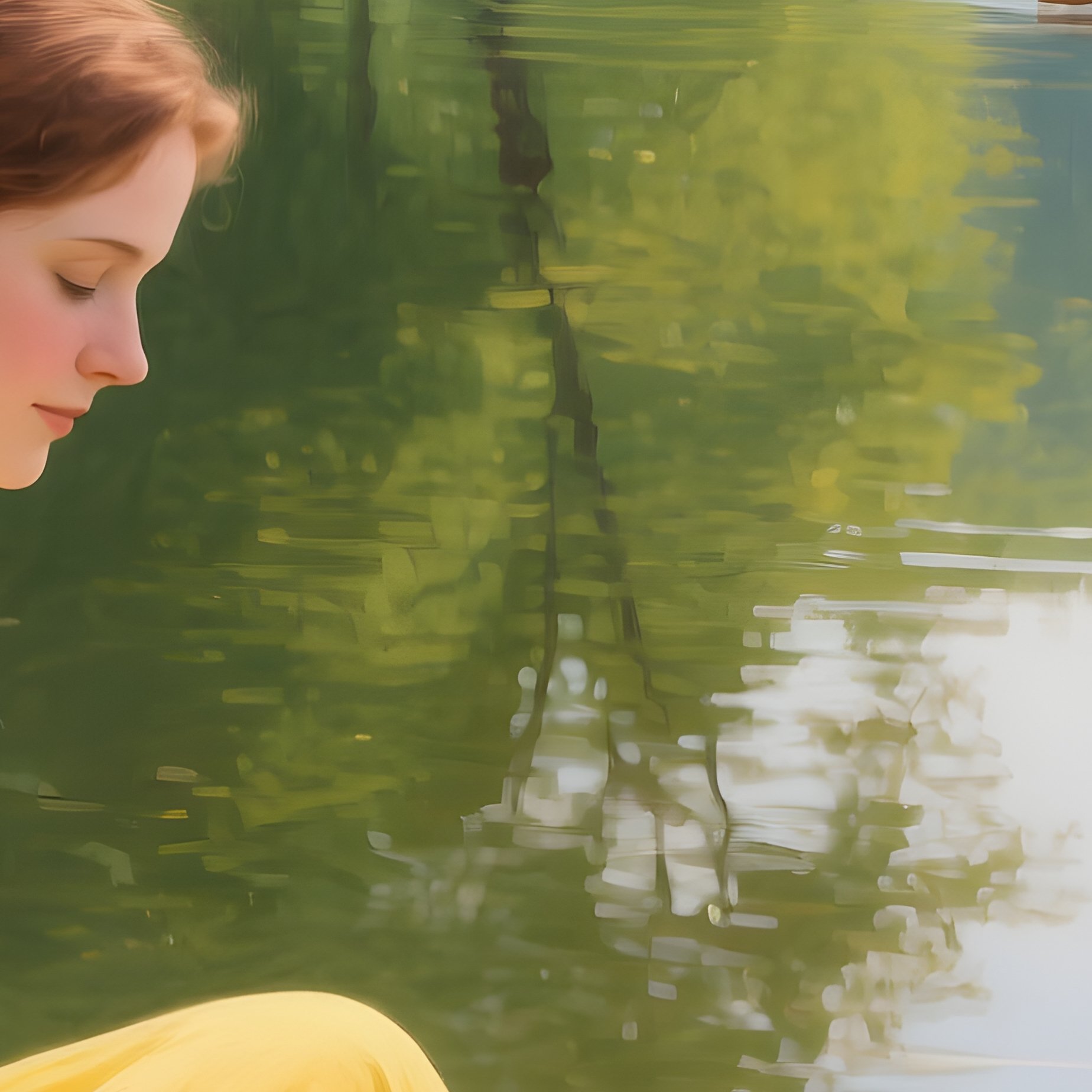 A Woman Petting A Dog By A Lakeside Woman Dog - Full Resolution Quality Preview