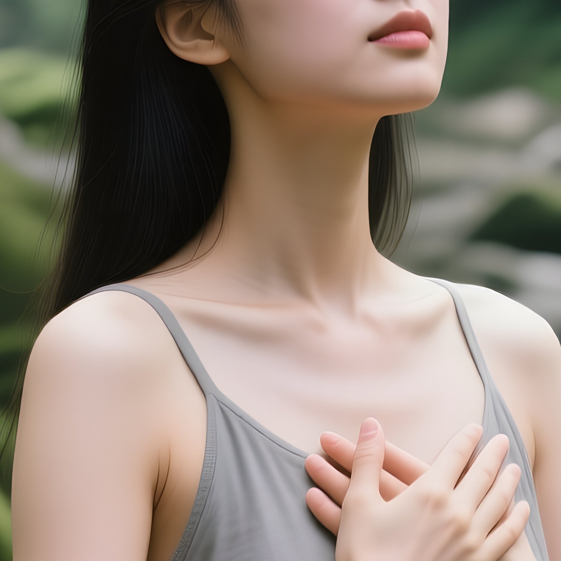 A Woman Practicing Meditation Or Deep Breathing Meditation Nature - Full Resolution Quality Preview