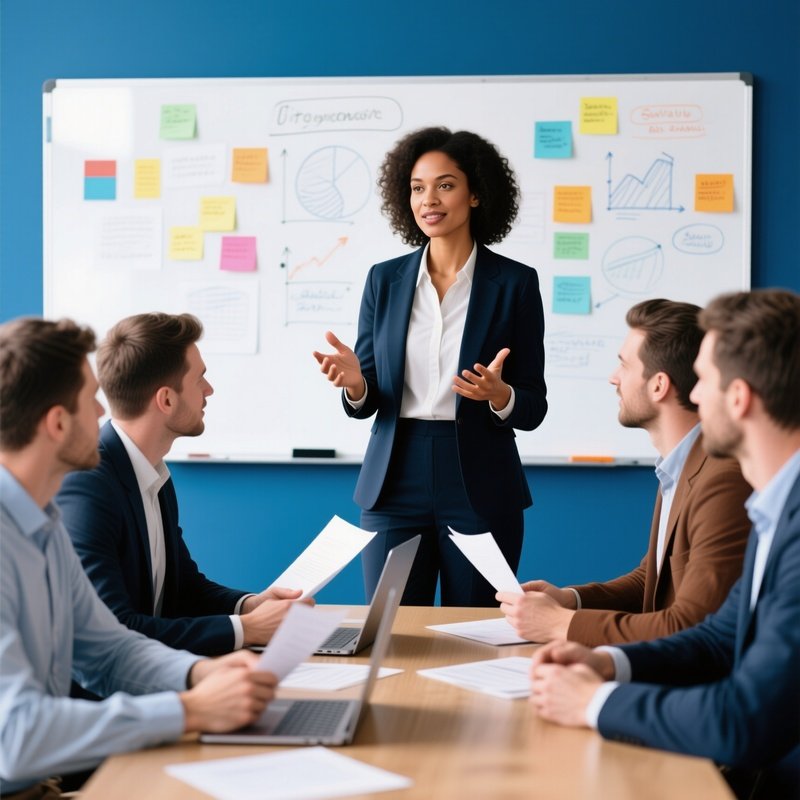 A Woman Presenting In A Meeting Room Meeting Presentation