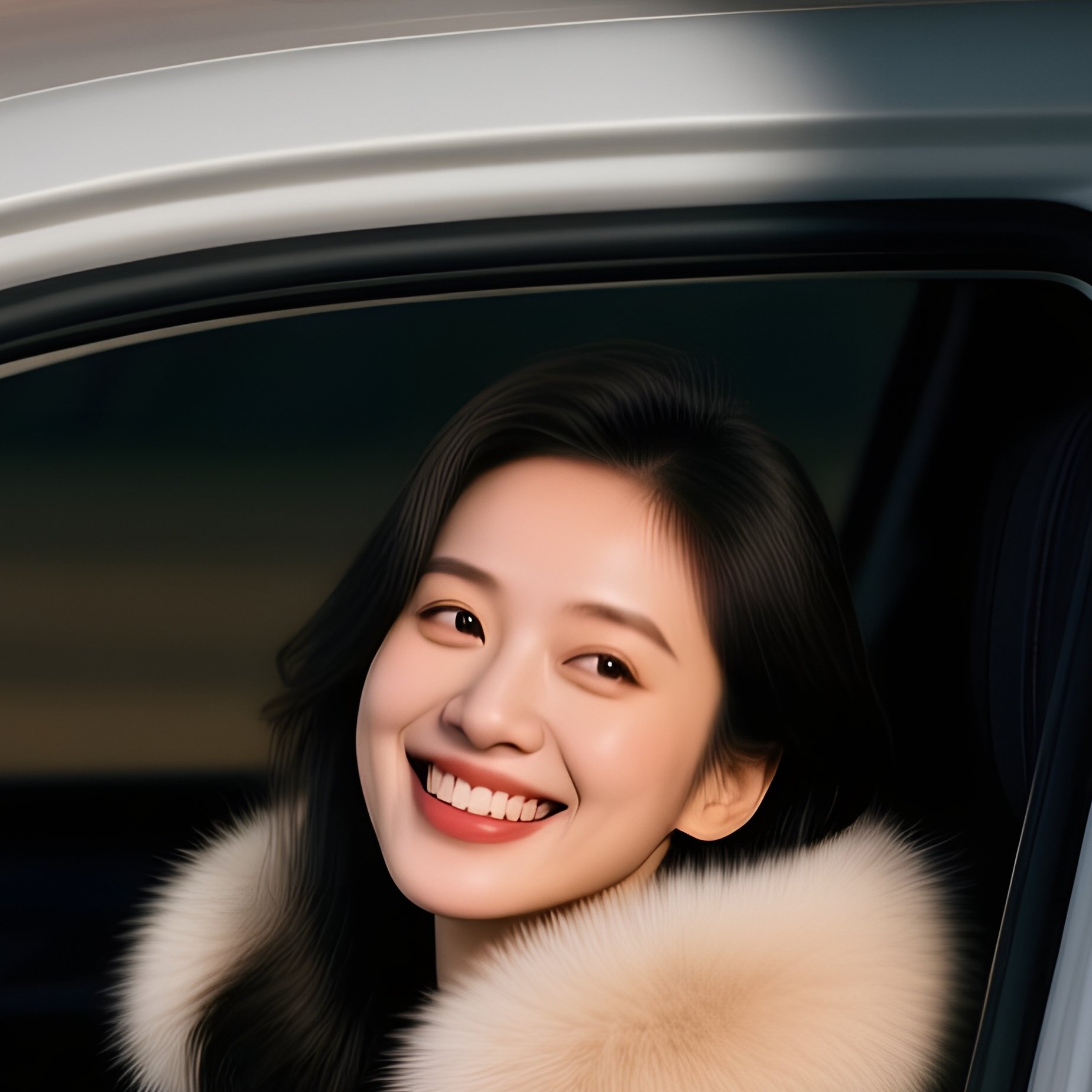 A Woman Sitting In A Car Interacting With A Man Standing Outside - Full Resolution Quality Preview