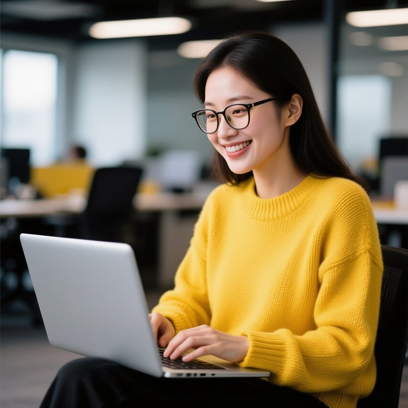 A Woman Using A Laptop Woman Laptop