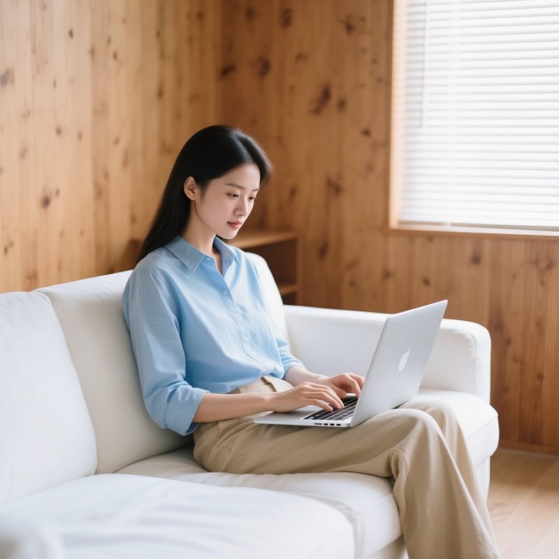 A Woman Using A Laptop Woman Laptop