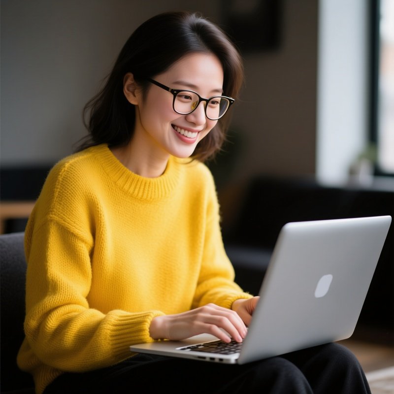 A Woman Using A Laptop Woman Laptop