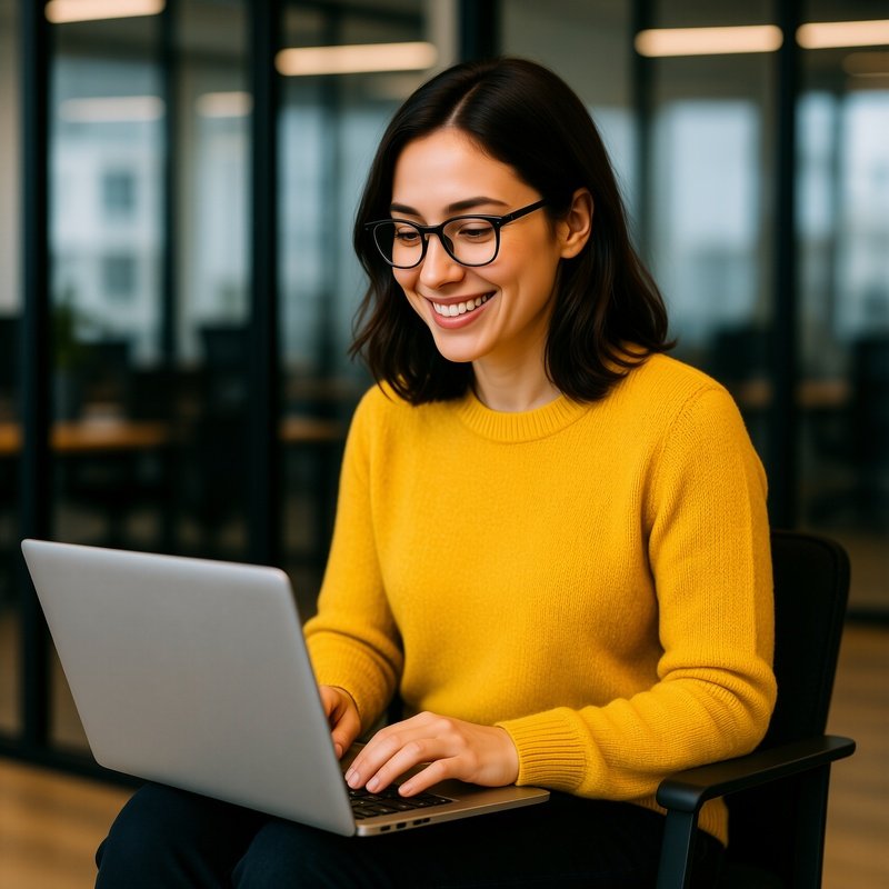 A Woman Using A Laptop Woman Laptop