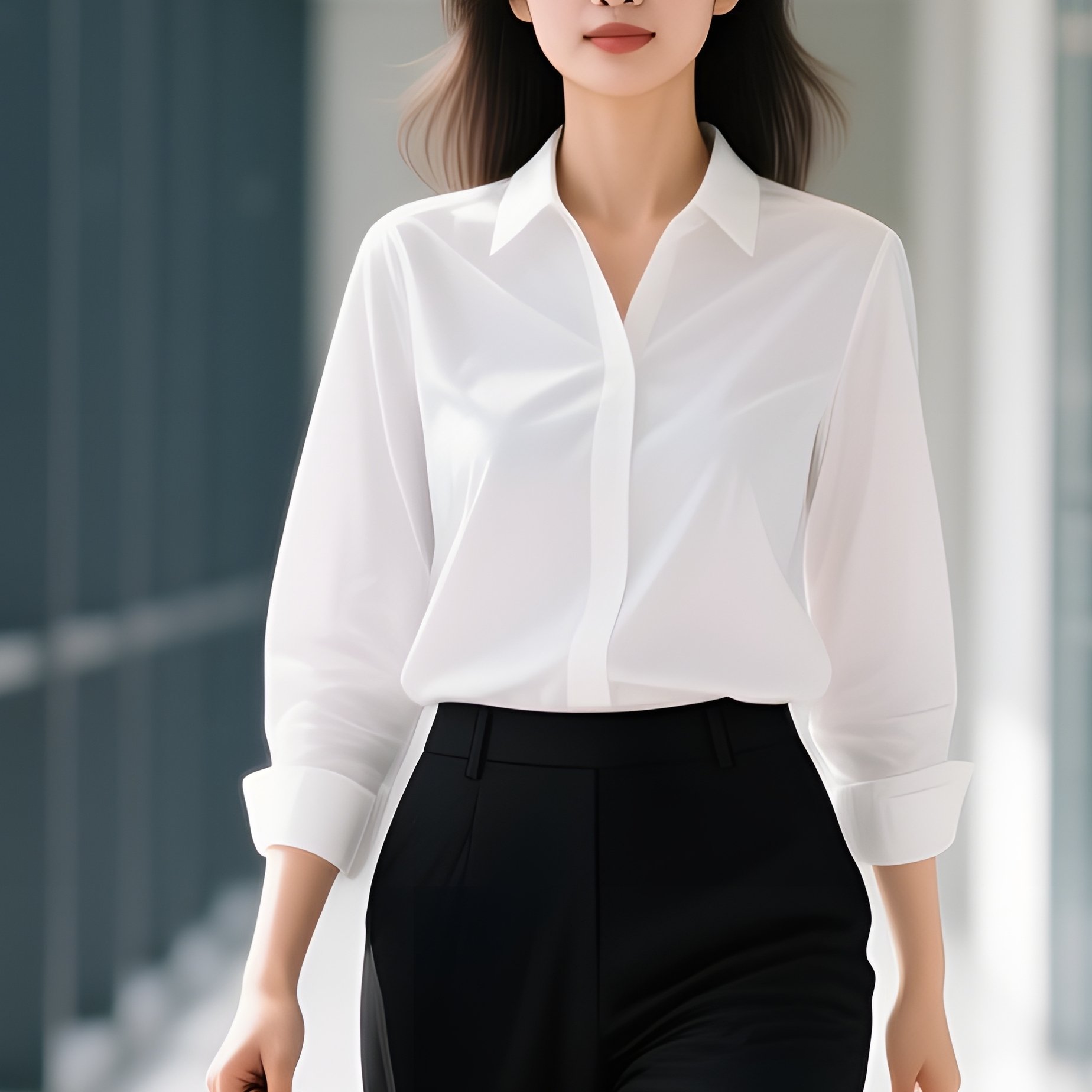 A Woman Walking In A Modern Office Corridor Business Professional - Full Resolution Quality Preview