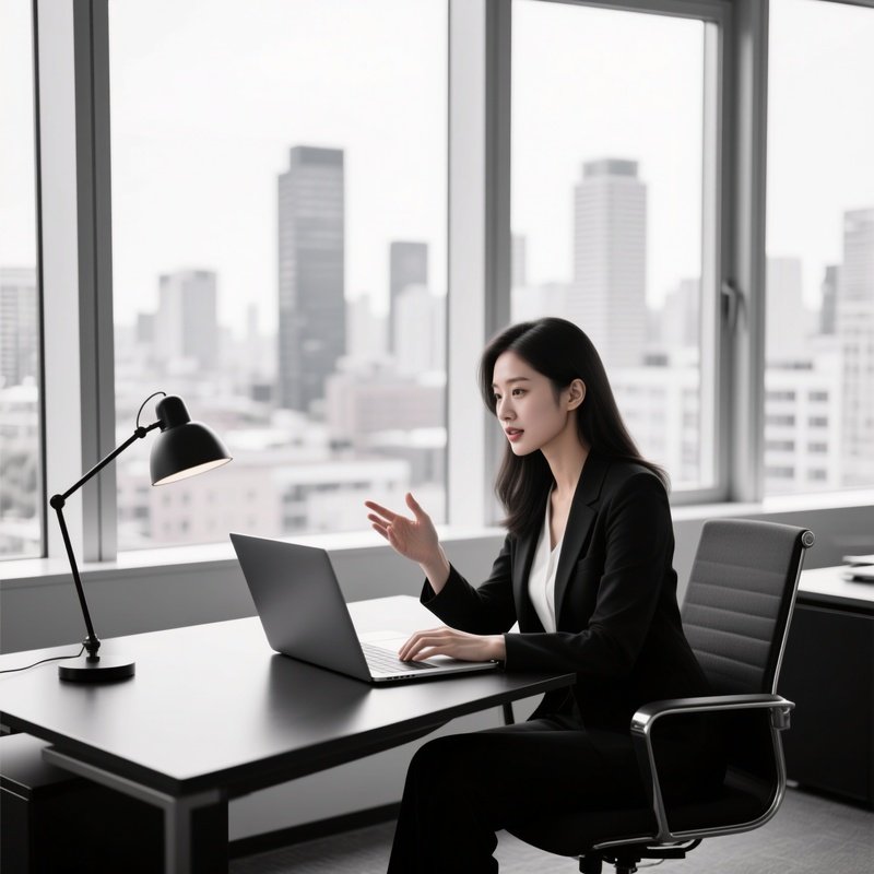 A Woman Working At A Desk Office Workplace