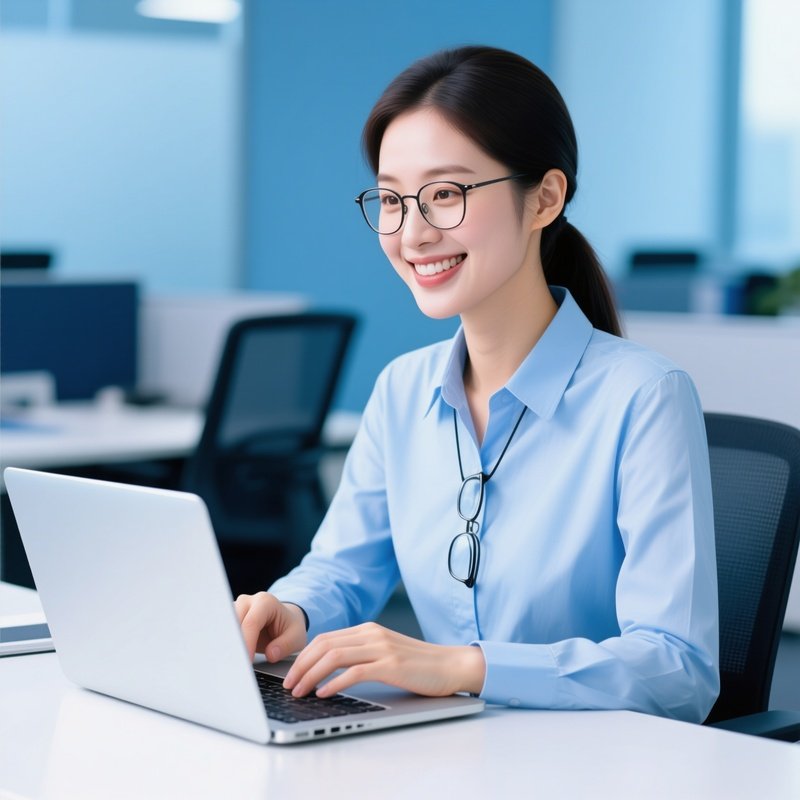 A Woman Working At A Desk Office Workplace