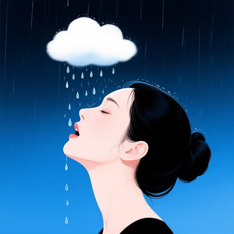 A Womans Face Looking Up At A Cloud Woman Cloud