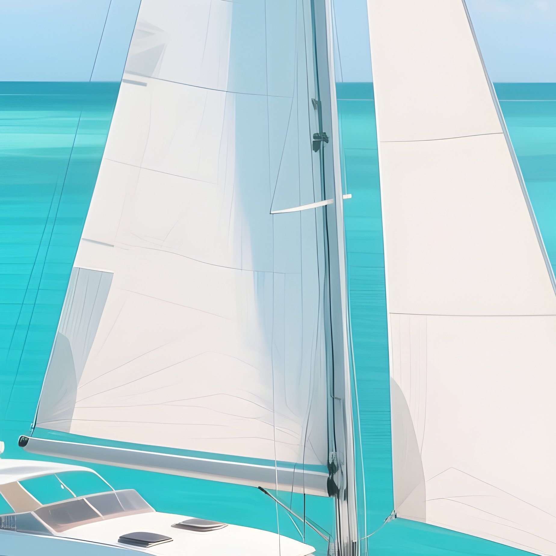 A Yacht Sailing Smoothly Across Turquoise Tropical Water - Full Resolution Quality Preview