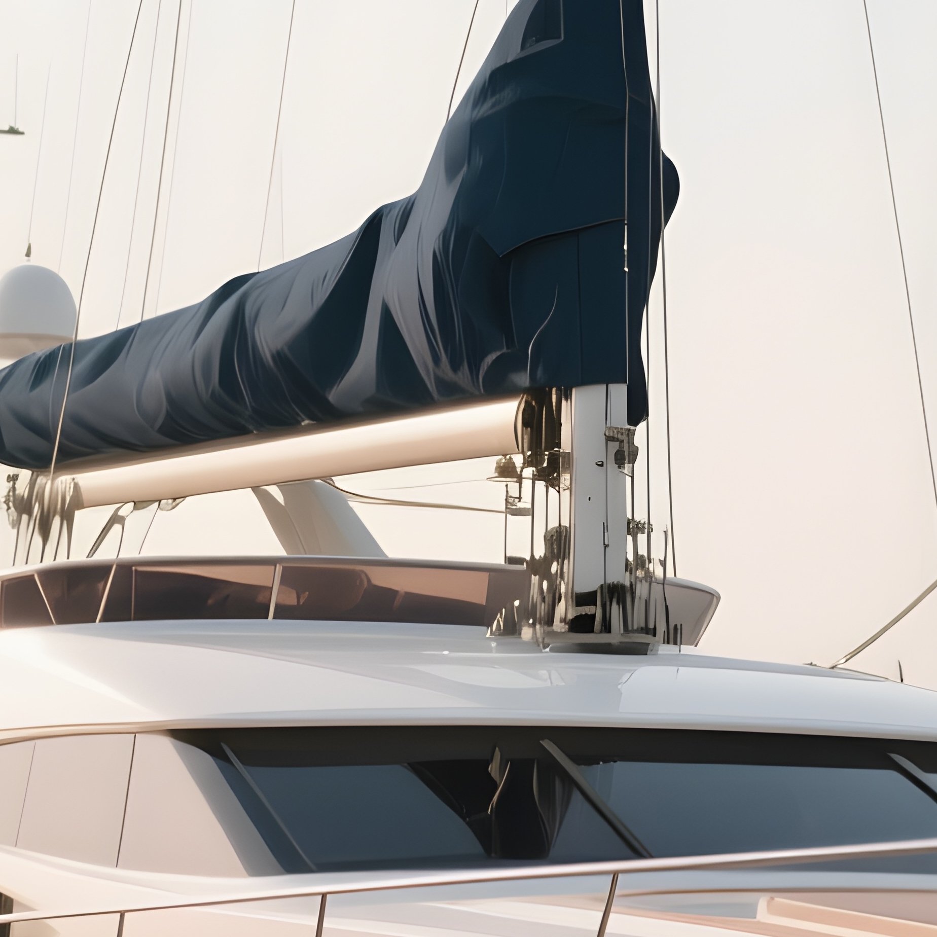A Yacht Tied To A Wooden Dock Surrounded By Tall Masts - Full Resolution Quality Preview
