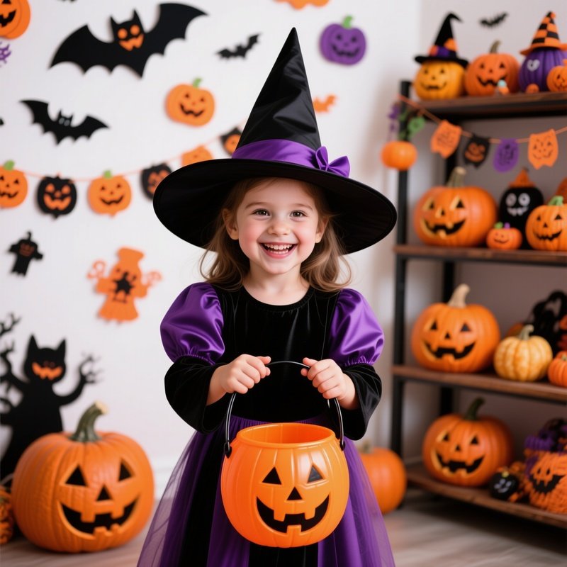 A Young Child Dressed As A Witch For Halloween Halloween Child
