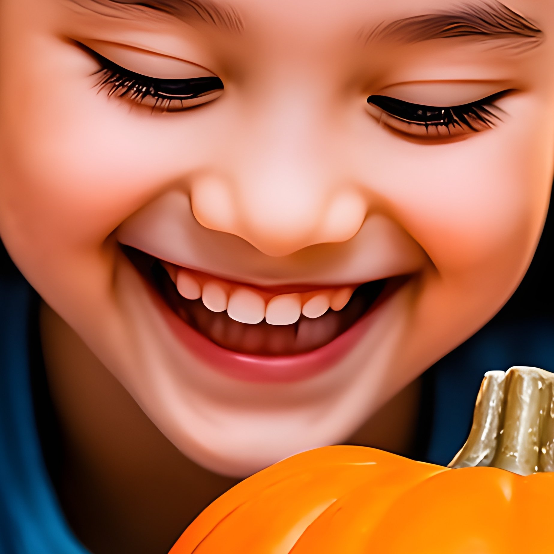 A Young Girl Decorating Pumpkins Halloween Pumpkin Decorating - Full Resolution Quality Preview