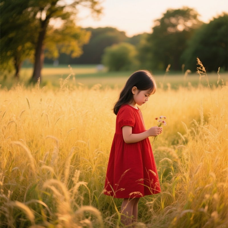 A Young Girl In A Field Of Tall Grass Child Nature