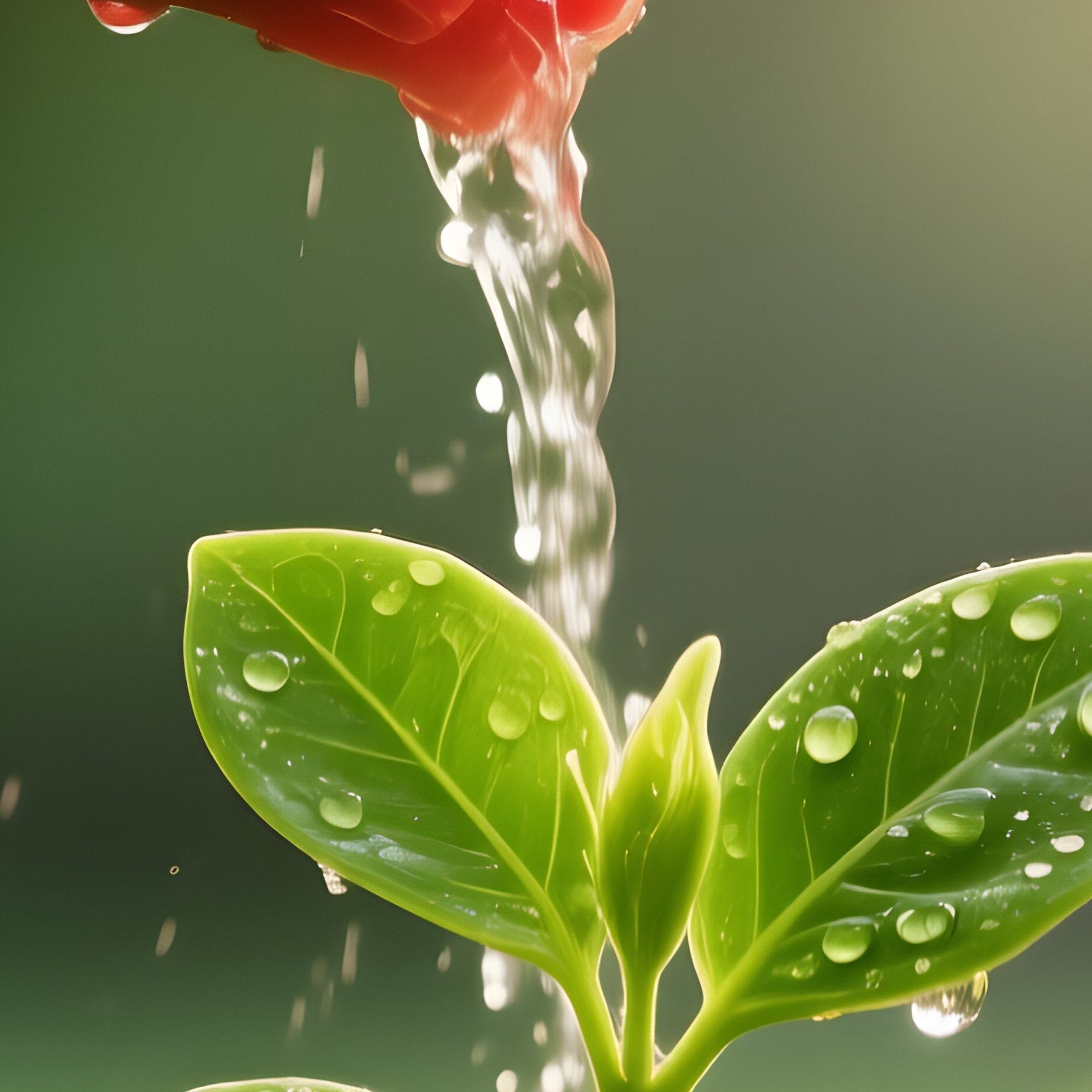 A Young Plant Being Watered By A Hand Nature Growth - Full Resolution Quality Preview
