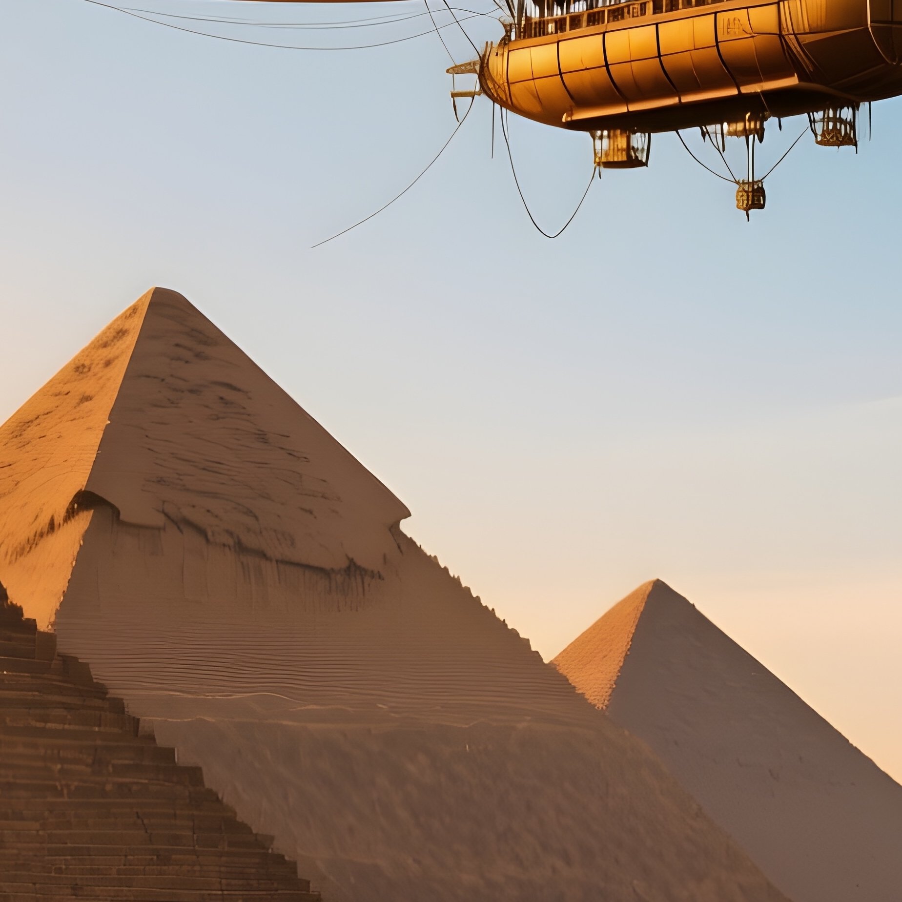 A Zeppelin Floating Above The Pyramids - Full Resolution Quality Preview