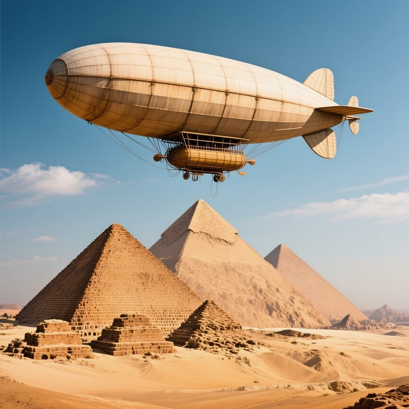 A Zeppelin Floating Above The Pyramids Still Life