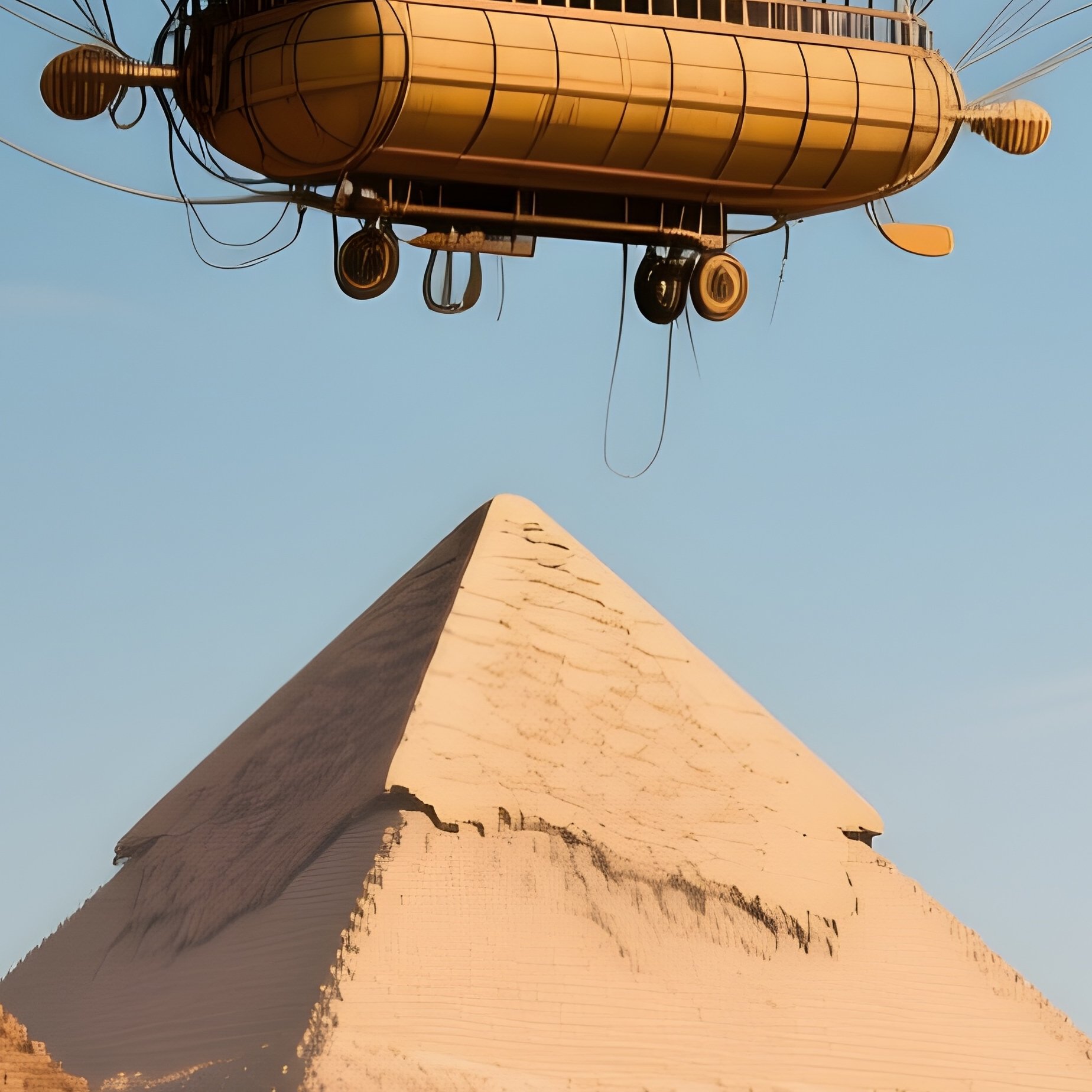 A Zeppelin Floating Above The Pyramids Still Life - Full Resolution Quality Preview