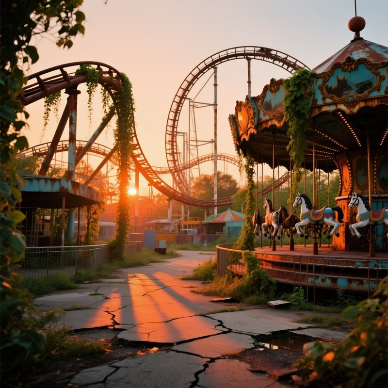 Abandoned Amusement Park Overgrown With Vines