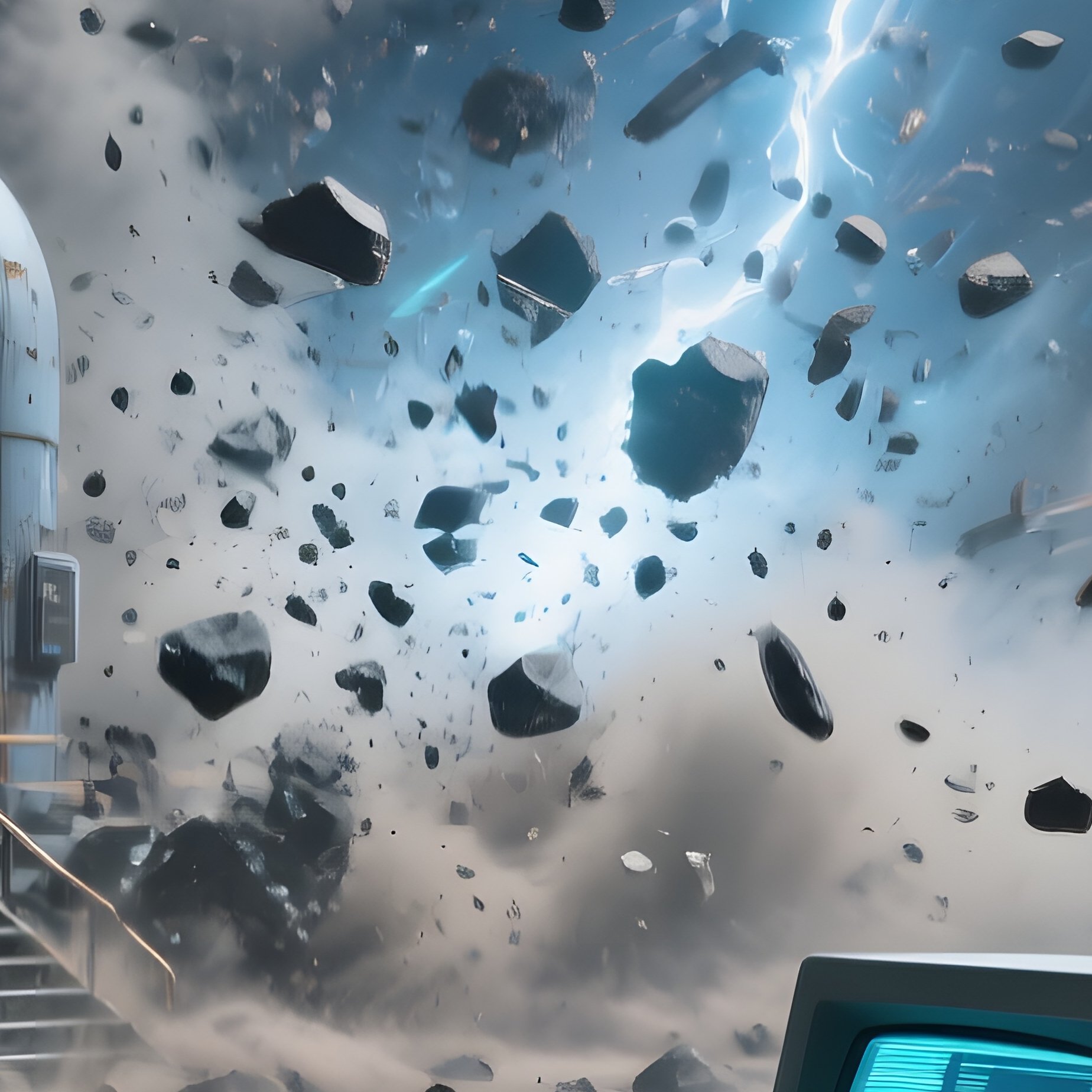 Abandoned Asteroid Outpost Under Micrometeoroid Storm - Full Resolution Quality Preview