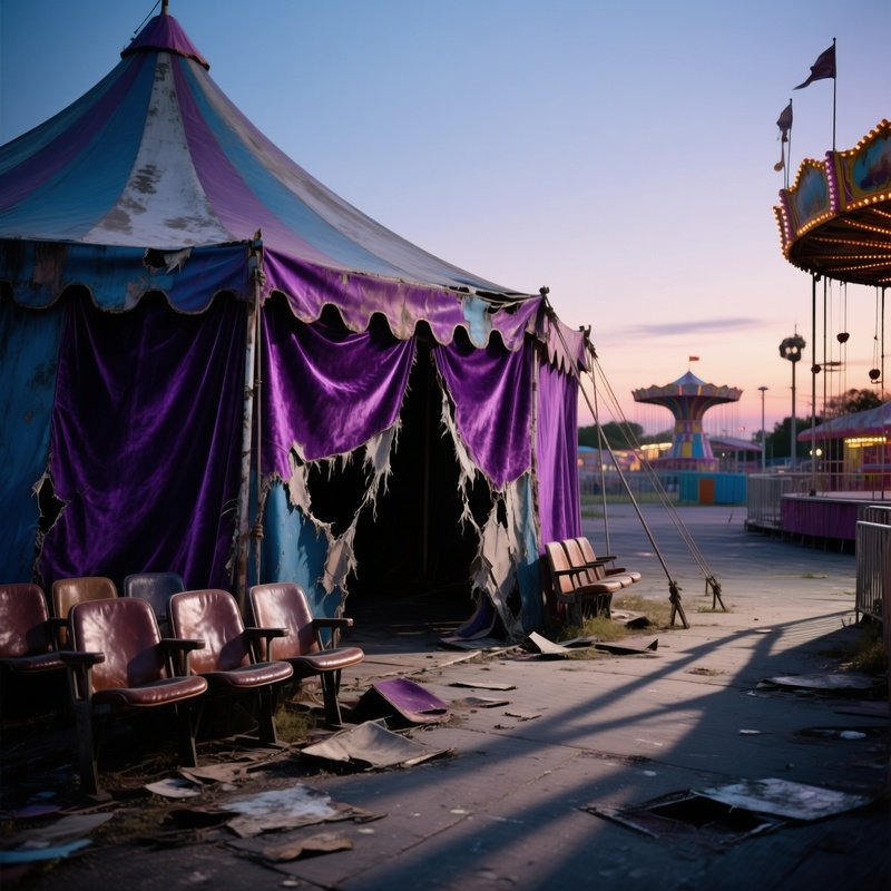 Abandoned Carnival Tent Evening Twilight
