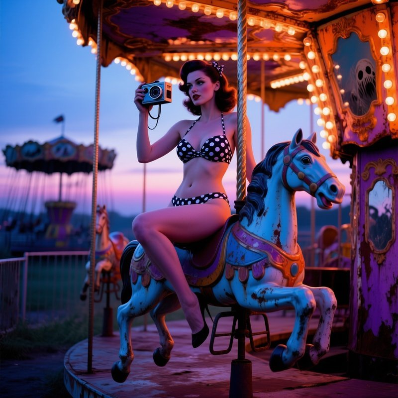 Abandoned Carousel Pinup Security Cam