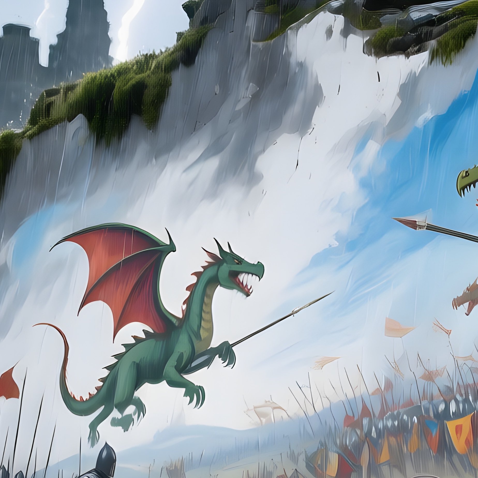 Abandoned Castle Under Stormy Clouds With Frescoist Painting - Full Resolution Quality Preview