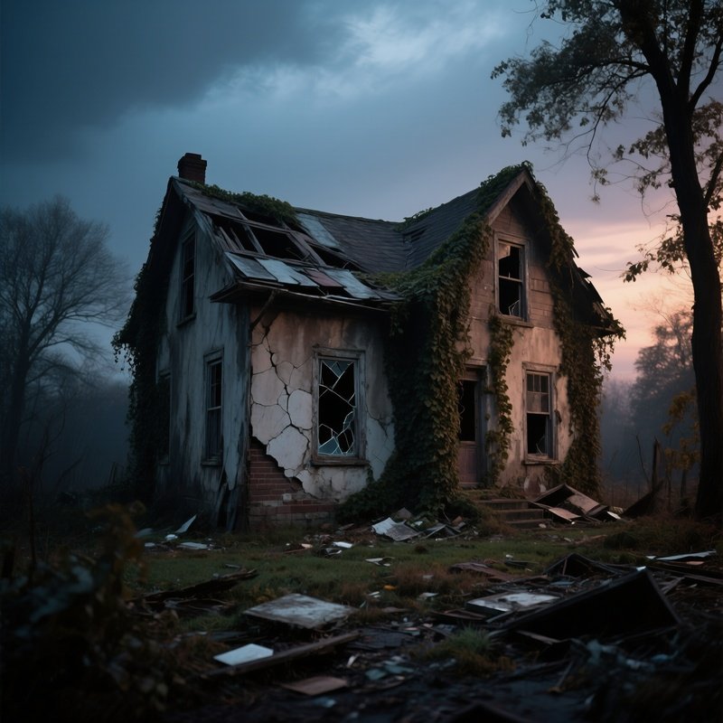 Abandoned House At Dusk