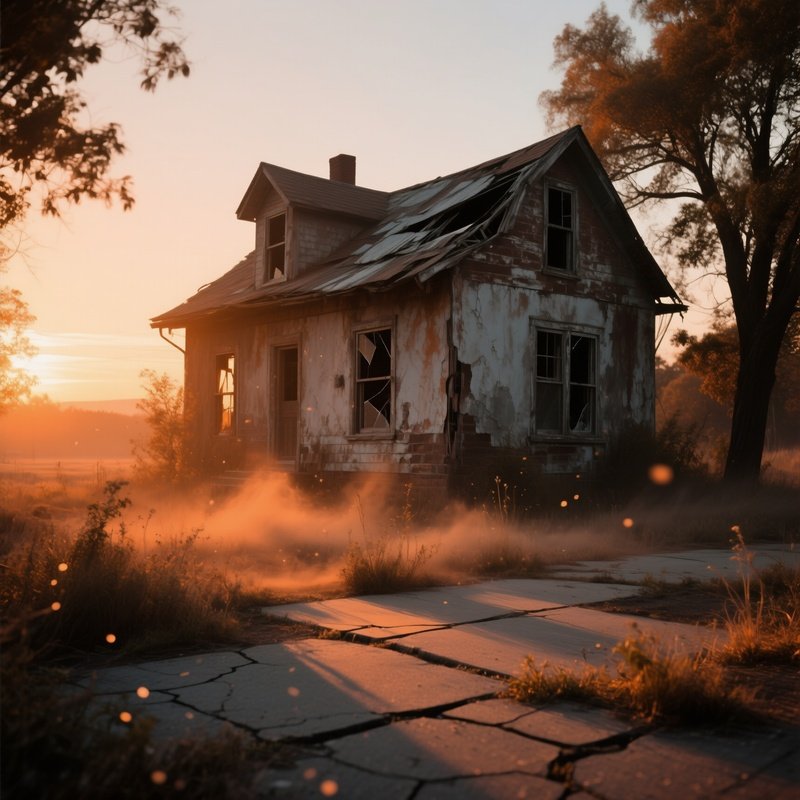 Abandoned House At Sunset