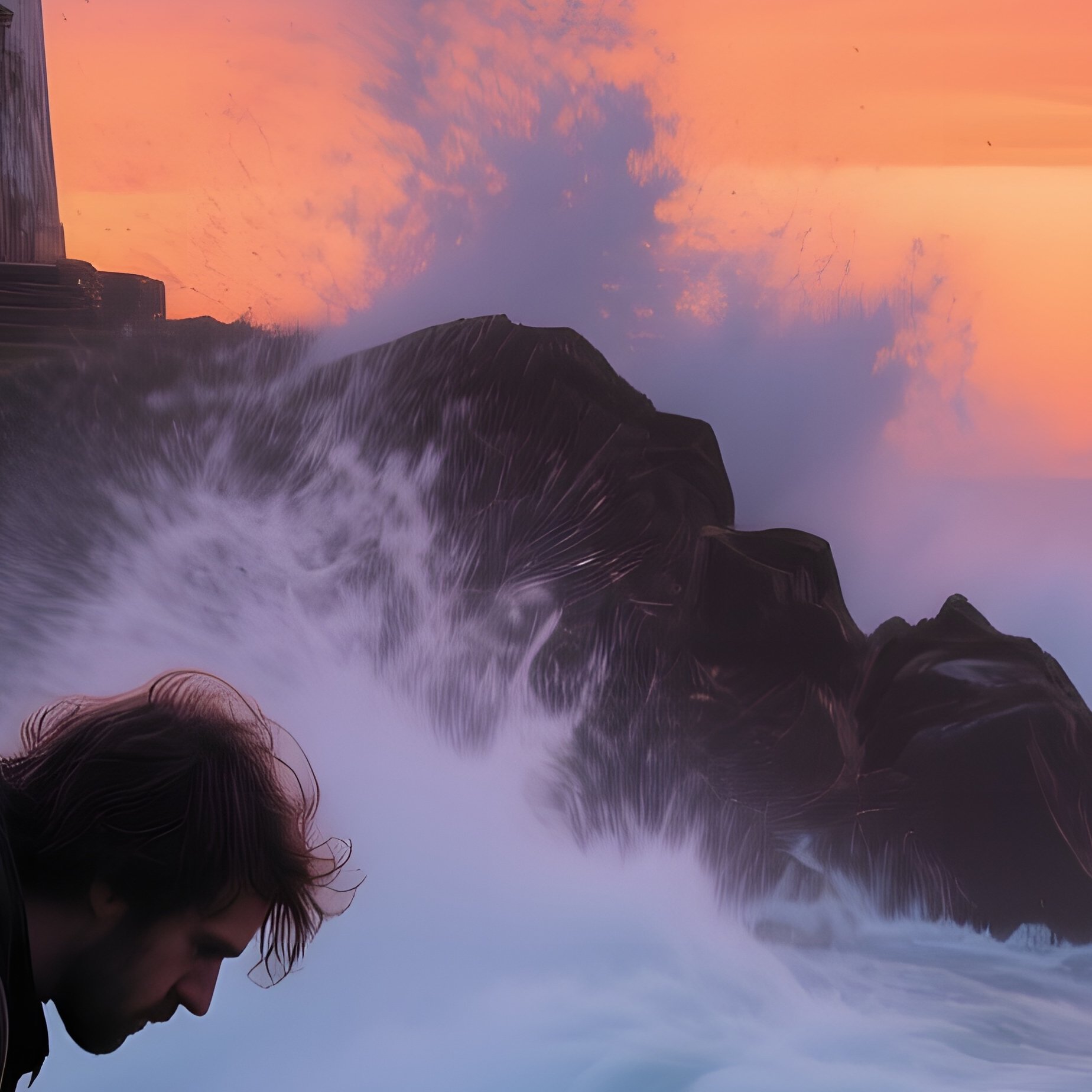 Abandoned Lighthouse At Dusk With Solitary Figure Playing Cup Game - Full Resolution Quality Preview