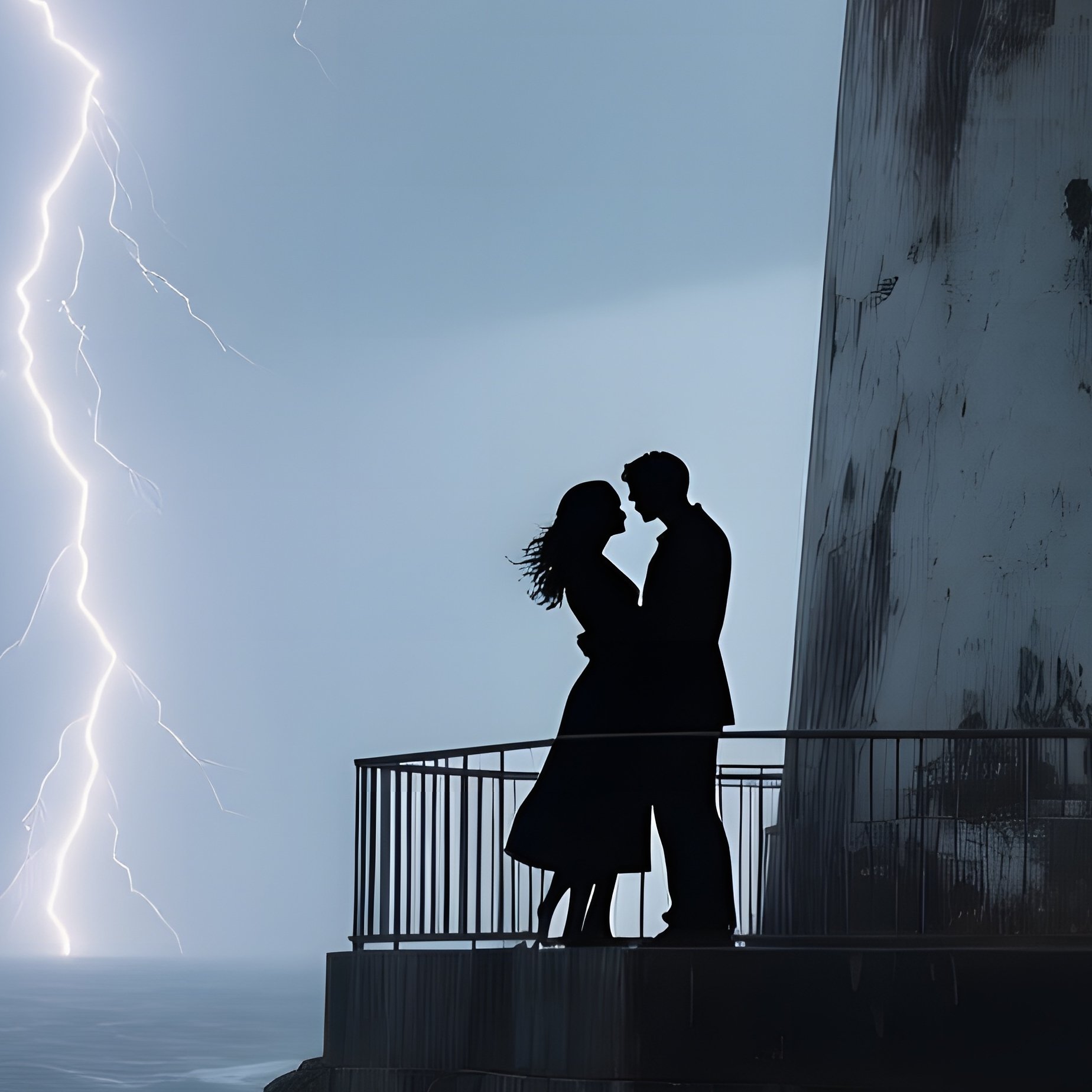 Abandoned Lighthouse Stormy Coast Lightning Lovers Balcony - Full Resolution Quality Preview