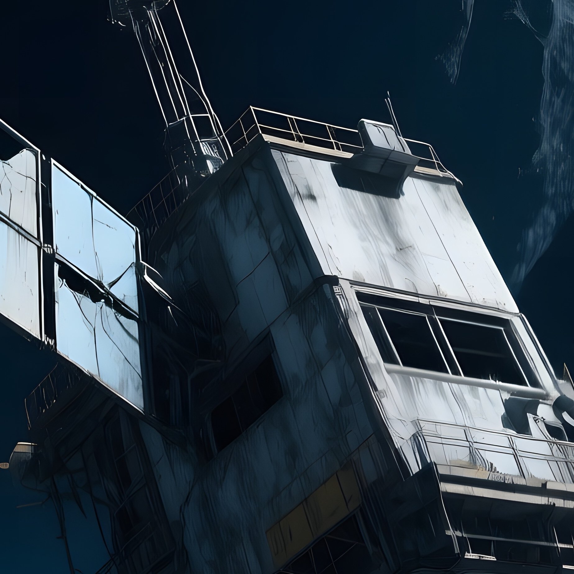 Abandoned Satellite Station Orbiting Asteroid - Full Resolution Quality Preview