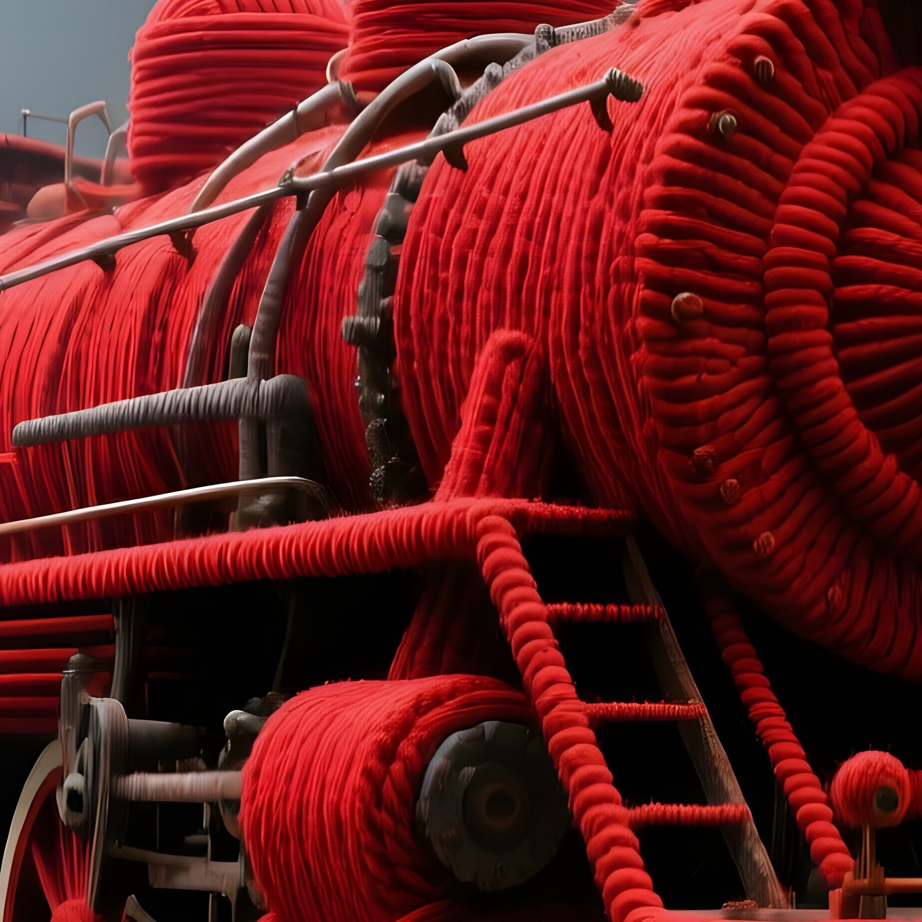 Abandoned Station Woolen Locomotive Art Installation - Full Resolution Quality Preview