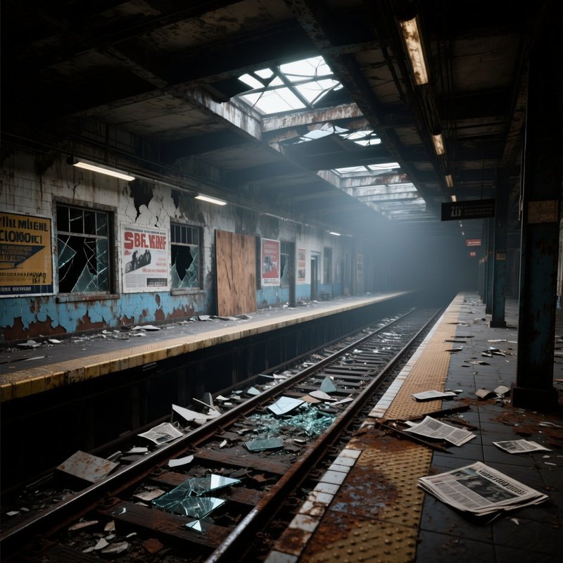 Abandoned Subway Platform Dusty Station