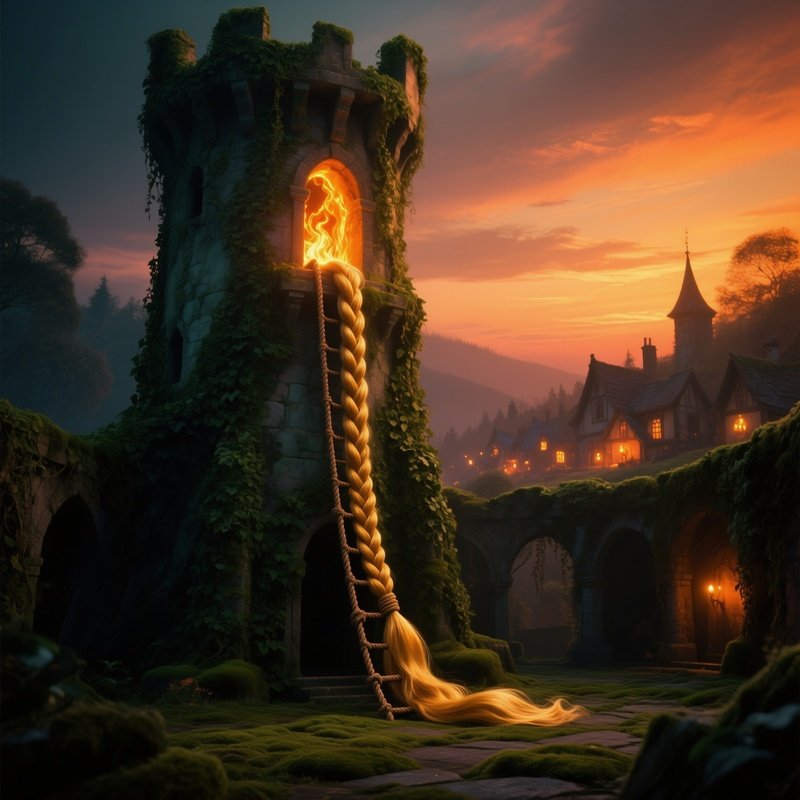 Abandoned Tower Rapunzel Ivy Sunset