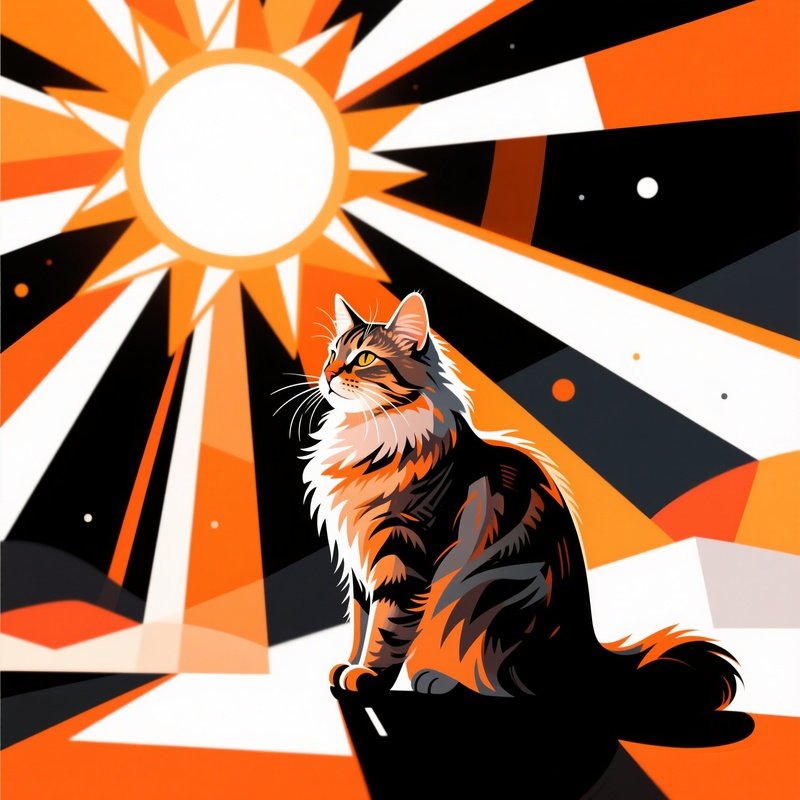 Abstract Art Siberian Cat Sleeping In A Sunbeam