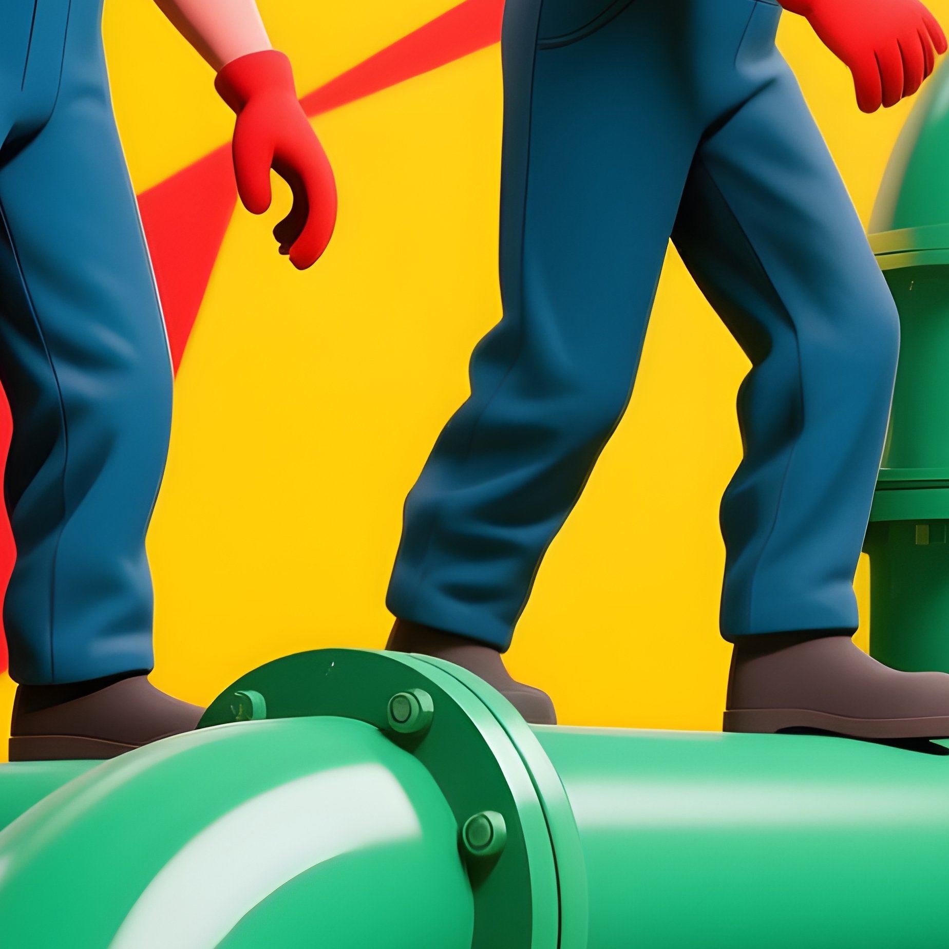 Abstract Art Workers Laying Drainage Pipes Underground - Full Resolution Quality Preview