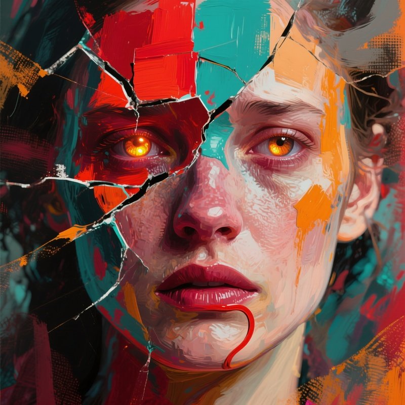 Abstract Artistic Portrait With Fragmented Identity